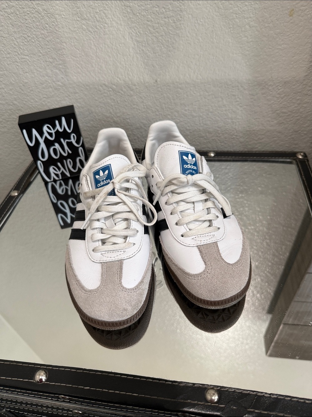 Adidas White & Gray Retro Trainer Sneakers